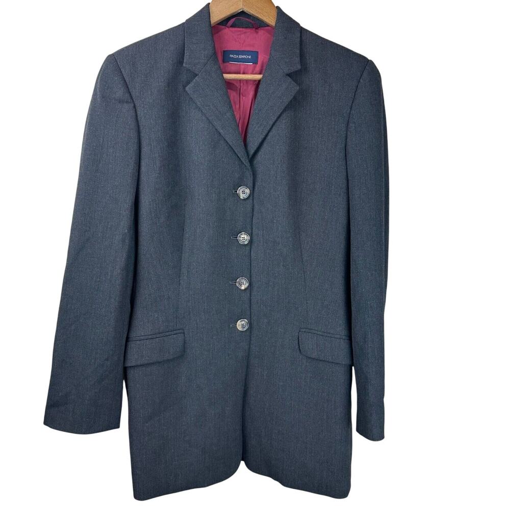 Piazza Sempione Mens Blazer Suit Jacket Size 44 Four Button Blue Front Pocket‎